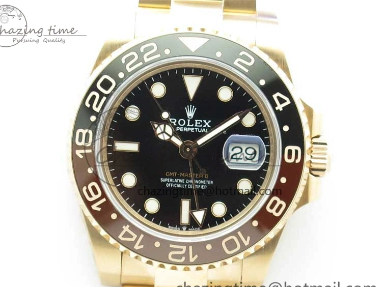 1223 Comfortable GMT Master II 126715 CHNR Black Brown Ceramic 316L Steel GMF 1:1 Best Edition Black Dial on RG Bracelet A 2961